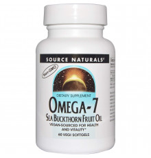 Омега 7 облепиха, Omega-7, Seabuckthorn Oil, Source Naturals, 60 капсул