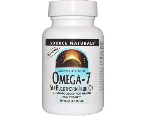 Омега 7 облепиха, Omega-7, Seabuckthorn Oil, Source Naturals, 60 капсул