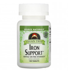 Хелат железа, Iron Support, Source Naturals, для веганов, 180 таблеток