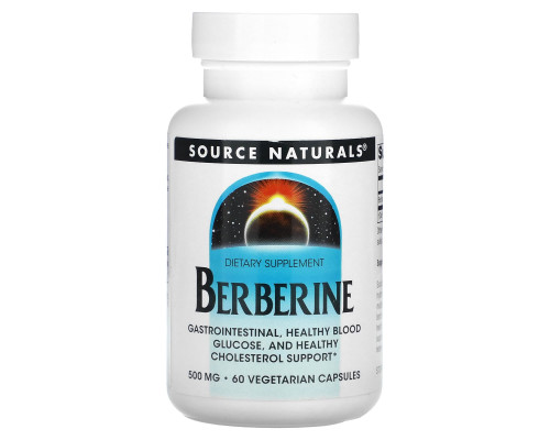 Берберин, Berberine, Source Naturals, 500 мг, 60 вегетарианских капсул