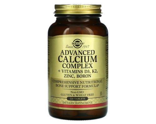 Комплекс кальция + витамины D3, K2, цинк, бор, Calcium Complex, Solgar, 120 таблеток