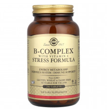 Комплекс витаминов В + С, B-Complex with Vitamin C, Solgar, стресс формула, 250 таблеток