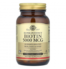Биотин, Biotin, Solgar, 5000 мкг, 50 вегетарианских капсул