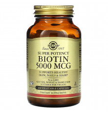 Биотин, Biotin, Solgar, 5000 мкг, 100 растительных капсул
