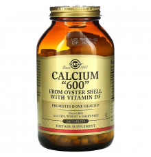 Кальций из раковин устриц, Calcium "600", Solgar, с витамином D3, 240 таблеток
