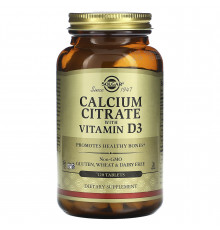 Цитрат кальция  с витамином D3, Calcium Citrate, Solgar, 120 таблеток
