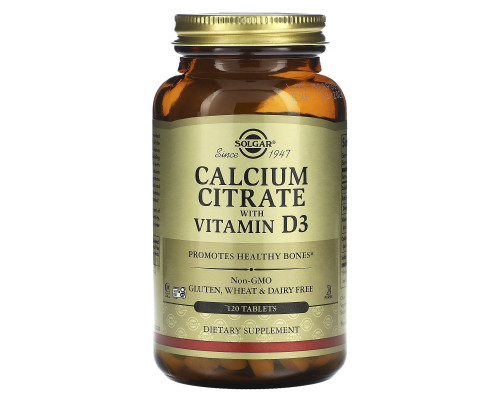 Цитрат кальция  с витамином D3, Calcium Citrate, Solgar, 120 таблеток