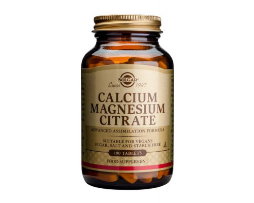 Кальций магний, Calcium Magnesium Citrate, Solgar, цитрат, 100 таблеток