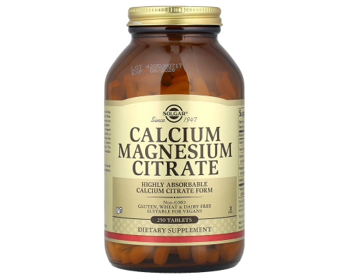 Цитрат кальция магния, Calcium Magnesium Citrate, Solgar, 250 таблеток
