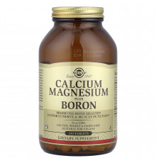 Кальций, магний + бор, Calcium Magnesium Plus Boron, Solgar, 250 таблеток