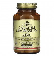 Кальций, магний, цинк, Calcium Magnesium Plus Zinc, Solgar, 100 таблеток