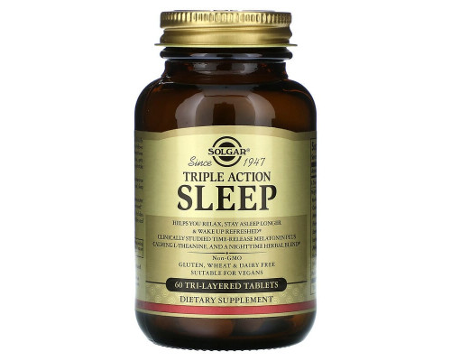 Формула для сну, Sleep, Solgar, потрійної дії, 60 тришарових таблеток