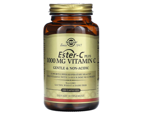 Витамин С эстер плюс, Ester-C Plus Vitamin C, Solgar, 1000 мг, 100 капсул