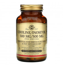 Холин и Инозитол, Choline/Inositol, Solgar 100 вегетарианских капсул