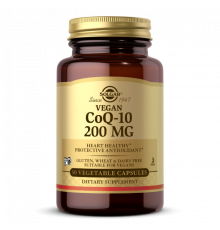 Коэнзим Q10, Vegan CoQ-10, Solgar, 200 мг, 30 вегетарианских капсул