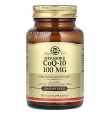 Коэнзим CoQ-10, Megasorb CoQ-10, Solgar, 100 мг, 60 гелевых капсул