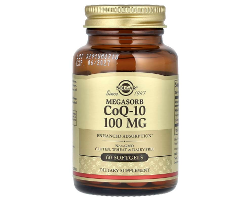 Коэнзим CoQ-10, Megasorb CoQ-10, Solgar, 100 мг, 60 гелевых капсул
