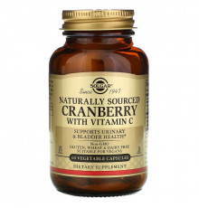 Клюква + витамин С, Cranberry Vitamin C, Solgar, натуральная, 60 растительных капсул