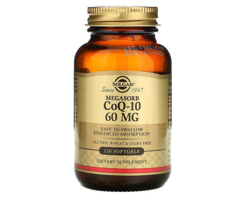 Коэнзим Q-10, Megasorb CoQ-10, Solgar, 60 мг, 120 гелевых капсул