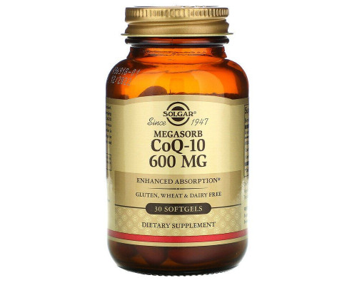 Коэнзим Q10, Megasorb CoQ-10, Solgar, 600 мг, 30 гелевых капсул