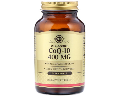 Коэнзим Q10, Megasorb CoQ-10, Solgar, 400 мг, 60 гелевых капсул