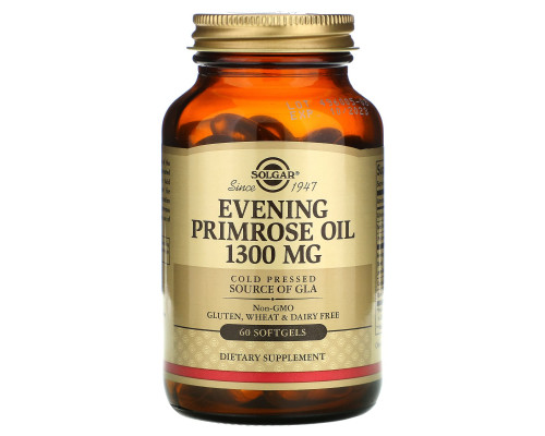 Масло вечерней примулы (Evening Primrose Oil), Solgar, 1300 мг, 60 гелевых капсул