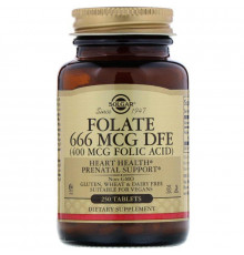 Фолат, Folate, Solgar, 400 мкг, 250 таблеток