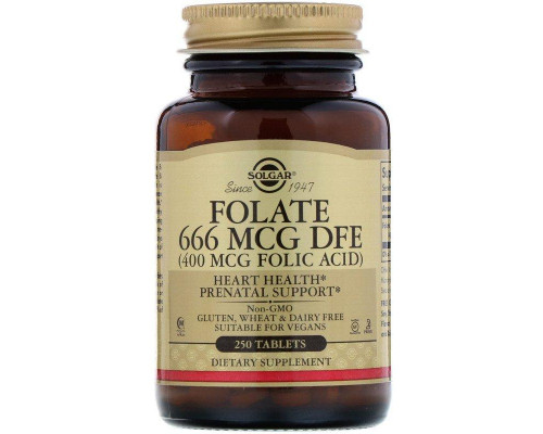 Фолат, Folate, Solgar, 400 мкг, 250 таблеток