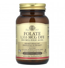 Фолат, Folate, Solgar, фолиевая кислота, 1333 мкг DFE, 250  вегетарианских капсул