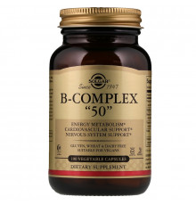 Витамины В-50, комплекс, B-Complex "50", Solgar, 100 вегетарианских капсул