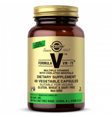 Мультивитамины формула VM-75, Formula V, VM-75, Solgar, с хелатными минералами, 60 растительных капсул