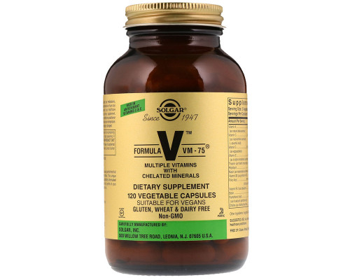 Мультивитамины, формула VM-75 (Multiple Vitamins), Solgar, 120 капсул