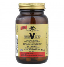 Мультивитамины и хелатные минералы, Formula V, VM-75, Solgar, 60 таблеток