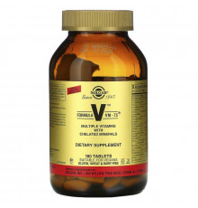 Мультивитамины и хелатные минералы, Formula V, VM-75, Solgar, 180 таблеток
