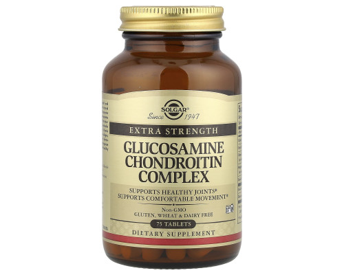 Глюкозамин хондроитин комплекс, Glucosamine Chondroitin, Solgar, экстра сила, 75 таблеток