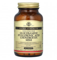 Глюкозамин, гиалуроновая кислота, хондроитин, МСМ, Glucosamine Hyaluronic Acid Chondroitin MSM, Solgar, 60 таблеток