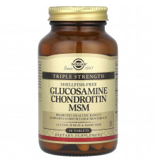 Глюкозамин хондроитин МСМ, Glucosamine Chondroitin MSM, Solgar, тройная сила, 60 таблеток