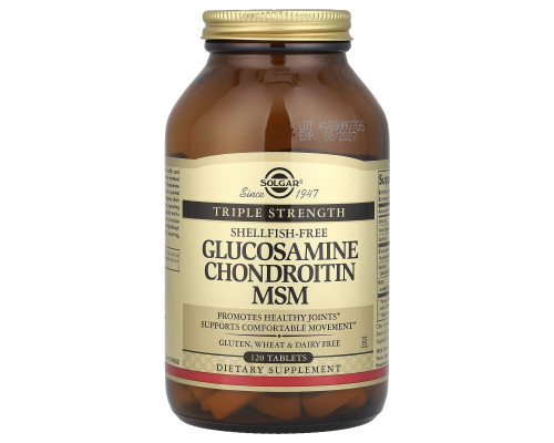Глюкозамин хондроитин МСМ, Glucosamine Chondroitin MSM, Solgar, тройная сила, 120 таблеток