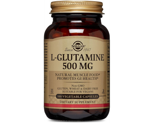 L-глутамін, L-Glutamine, Solgar, 500 мг, 100 вегетаріанських капсул