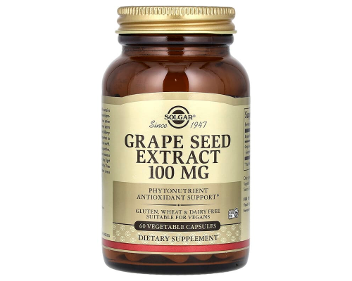 Экстракт виноградных косточек, Grape Seed, Solgar, 100 мг, 60 вегетарианских капсул