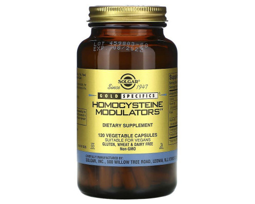 Модулятори гомоцистеїну (Homocysteine Modulators), Solgar, Gold Specifics, 120 вегетаріанських капсул