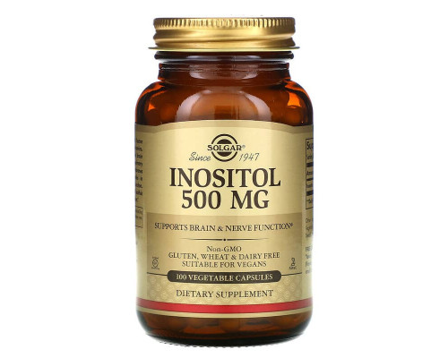 Инозитол, Inositol, Solgar, 500 мг, 100 вегетарианских капсул