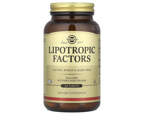 Липотропный фактор, Lipotropic Factors, Solgar, 100 таблеток