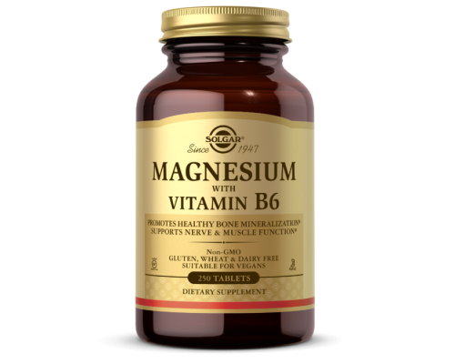 Магний с витамином В6, Magnesium Vitamin B6, Solgar, 250 таблеток
