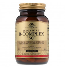 Витамины группы В-50, Megasorb B-Complex, Solgar, комплекс, 100 таблеток
