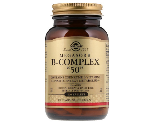 Витамины группы В-50, Megasorb B-Complex, Solgar, комплекс, 100 таблеток