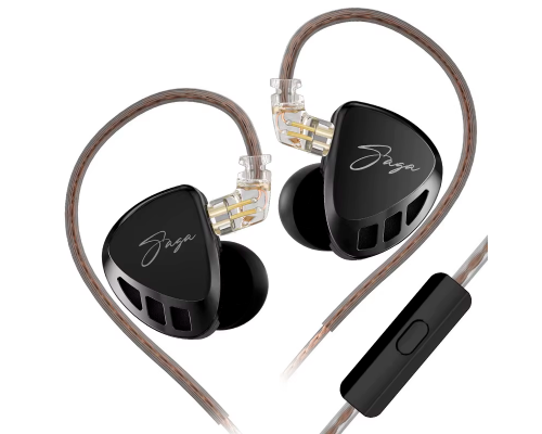 Навушники KZ Saga Balanced з мікрофоном black