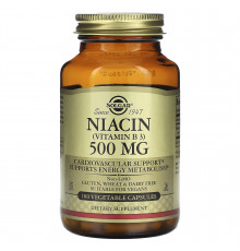 Ниацин (витамин B3), Niacin (Vitamin B3), Solgar, 500 мг, 100 вегетарианских капсул