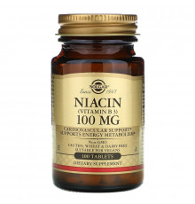 Витамин В3 (ниацин), Niacin (Vitamin B3), Solgar, 100 мг, 100 таблеток