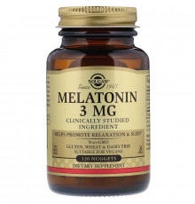 Мелатонін, Melatonin, Solgar, 3 мг, 120  таблеток для розжовування